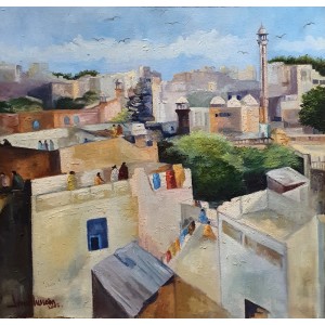 Israr Hussain, Shahi Mohalla, 24 x 24 Inch, Oil on Canvas, Cityscape Painting, AC-ISHN-010